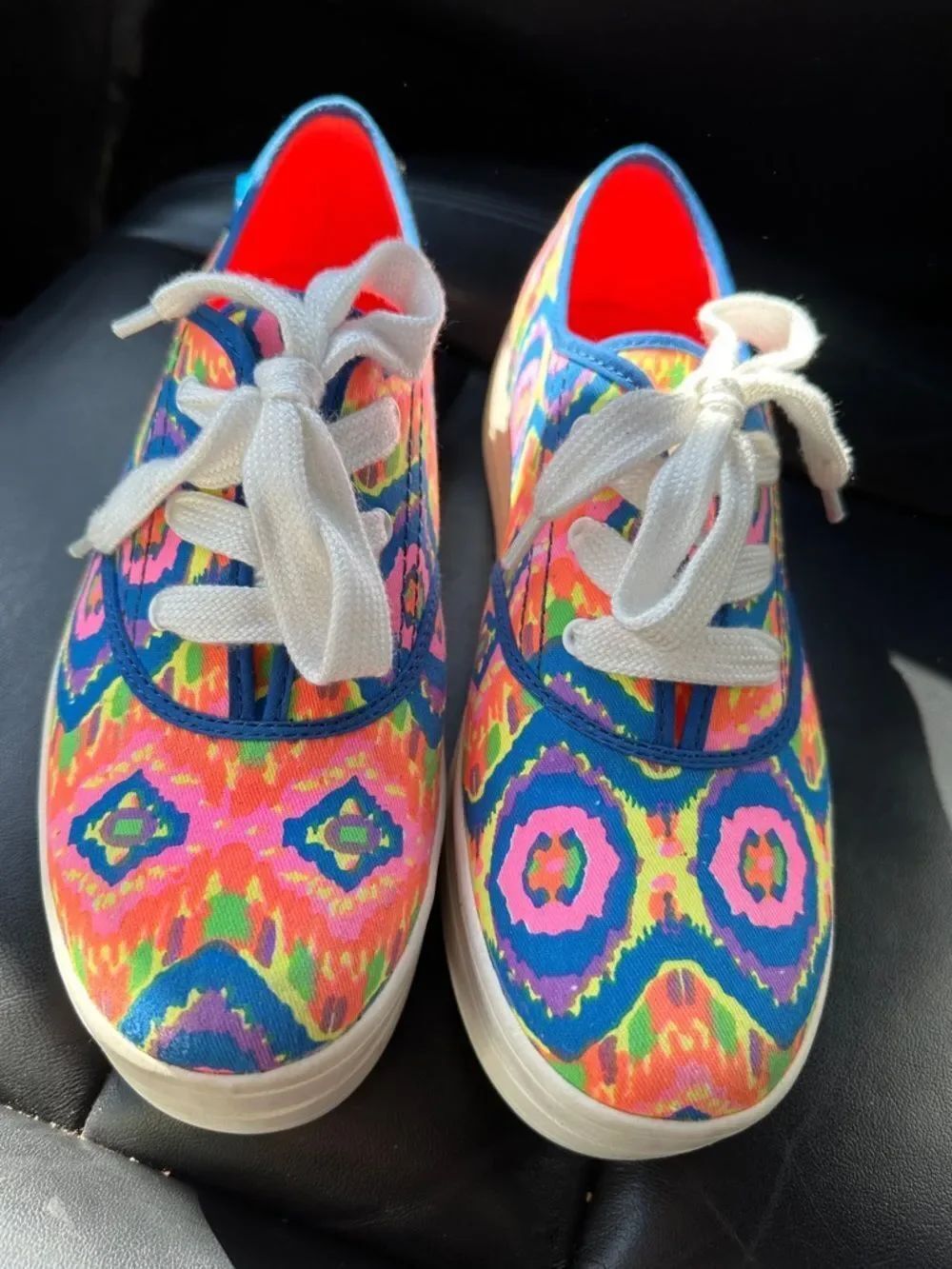 Rocket Dog Women's Neon Aztec Canvas Sneakers - Blue Pink Green Orange